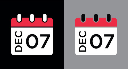 calendar - December 7 icon illustration isolated vector sign symbol