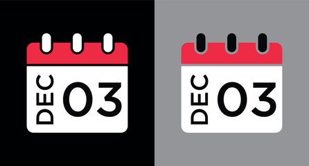 calendar - December 3 icon illustration isolated vector sign symbol