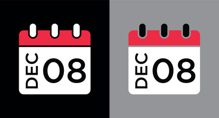 calendar - December 8 icon illustration isolated vector sign symbol
