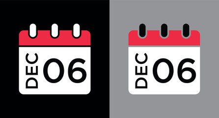 calendar - December 6 icon illustration isolated vector sign symbol