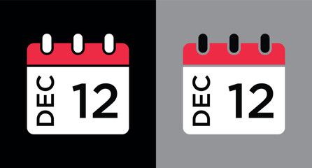 calendar - December 12 icon illustration isolated vector sign symbol