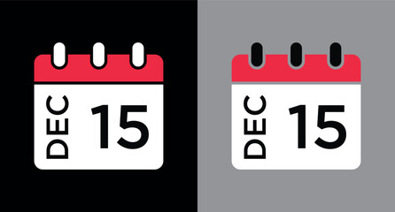 calendar - December 15 icon illustration isolated vector sign symbol