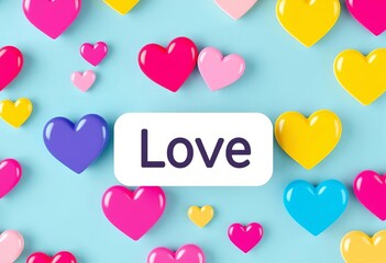 Set of heart icons in speech bubble, love social media notification for chat,  concept art,  digital icon