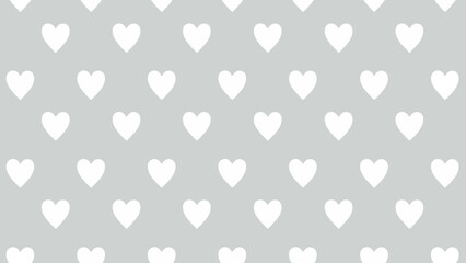 Seamless Pattern of White Hearts on a Light Gray Background, Valentine's Day Theme