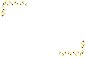 Yellow String Lights Decorative glowing yellow string lights with sparkles, realistic festive garland for Christmas, New Year, and party designs, isolated vector for banners, cards, winter