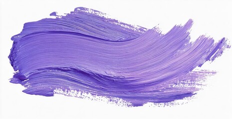 Violet paint smear with textured brushstrokes on white background, curved form