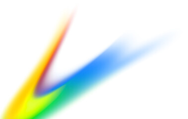 Diagonal forked rainbow light shape isolated