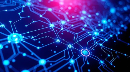 Obraz premium Abstract glowing digital circuit board background with soft cinematic lighting