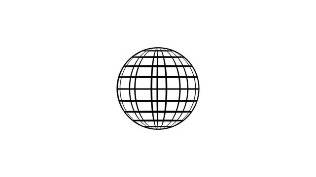 Stylized Globe Outline with Grid Lines on White Background world earth