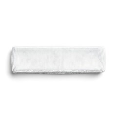 Rectangular white microfiber cloth is displayed horizontally against a white background