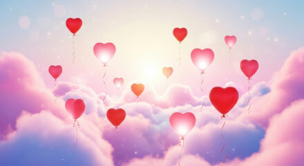 Love balloon floating in the clouds