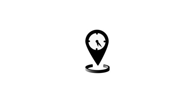 Black Location Pin Icon with Compass Dial on White Background map marker navigation