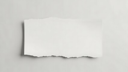 A clean and crisp white torn paper note with textured edges, set against a neutral, soft gray background, creating a minimalist and versatile design element