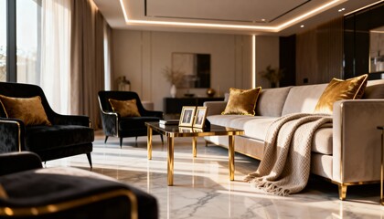 High-End Cozy Living Space with Designer Furniture