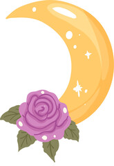Crescent Moon Rose Illustration