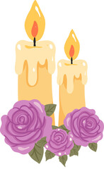 Cute Candle Roses Illustration