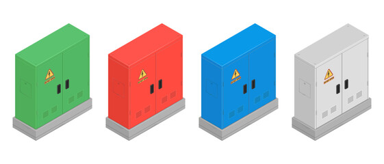 city electrical box junction power isometric view coloured collection