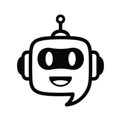 Obraz premium Cute robot head icon inside a speech bubble representing chatbot artificial intelligence automated customer service and ai assistant