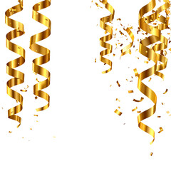 Golden Streamers: Floating golden streamers and confetti, exuding a sense of festivity and joy, creating a visually appealing backdrop for celebration.