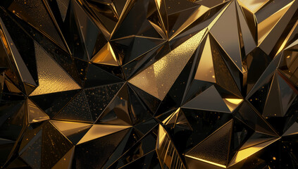 Luxury Gold Geometric Polygon Pattern 3D Texture Background