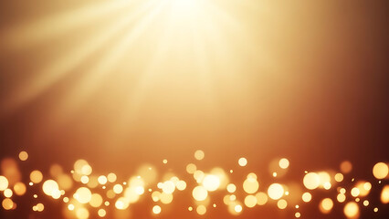 Warm golden light beams radiating downwards through a soft focus bokeh effect creating a magical celebratory atmosphere and festive background