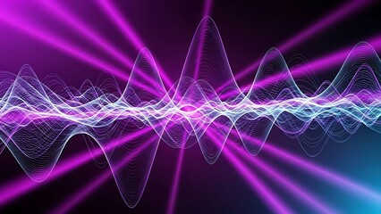 Vibrant Abstract Digital Sound Waves and Radiant Light Rays Intertwining in a Dynamic Futuristic Energy Spectrum Background