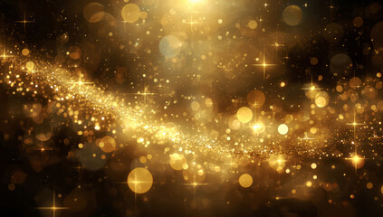 Golden Glitter Sparkle Background, Luxury Gold Particles Shine Backdrop