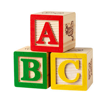 ABC Wooden Block: Capturing the fundamental building blocks of early education, three vibrant wooden blocks stand, each displaying a colorful letter.