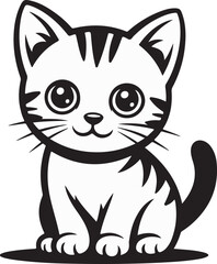 Adorable cartoon kitten with big eyes animal cute
