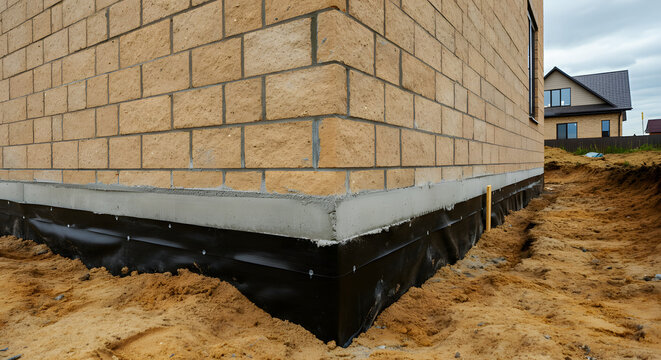 New house foundation with waterproof coating