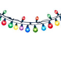 Festive Garland of Lights: A vibrant and colorful string of Christmas lights illuminates the scene, bringing warmth and cheer to the holiday season. 
