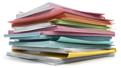 Colorful paper stacks create a visual representation of organization and information.