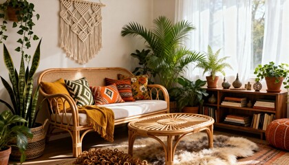 Boho Chic Cozy Living Room Interior Design