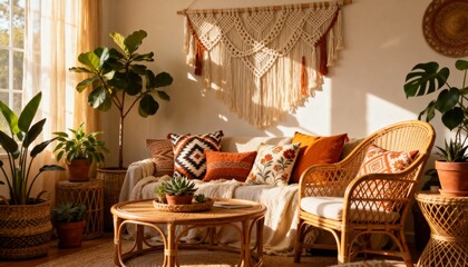 Boho Chic Cozy Living Room Interior Design