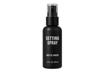 Black setting spray matte finish makeup bottle