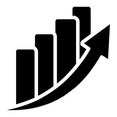 Black Business Growth Arrow and Bar Chart Icon