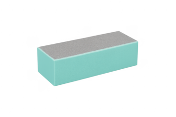 Turquoise buffer block for manicure and pedicure on transparent background