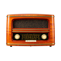 Retro Radiance: A vintage radio crafted from rich wood, exuding classic charm and timeless appeal, is a perfect blend of nostalgia and sound.