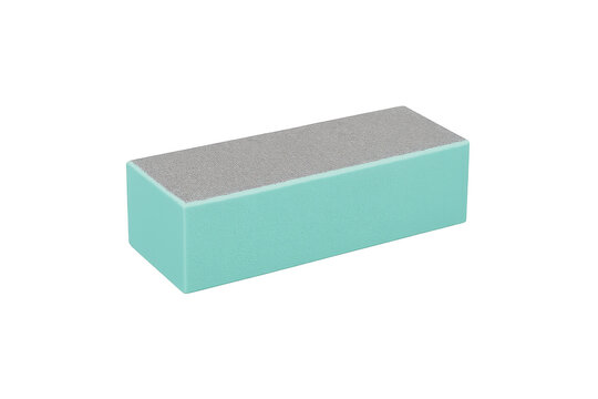 Turquoise buffer block for manicure and pedicure on transparent background