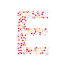 Creative Letter E Made of Colorful Geometric Shapes &ndash; Modern Alphabet Design with Circles, Squares, and Triangles for Typography, Branding, Education, and Graphic Projects