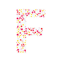 Creative Letter F Made of Colorful Geometric Shapes – Modern Alphabet Design with Circles, Squares, and Triangles for Typography, Branding, Education, and Graphic Projects