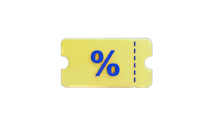 Discount Coupon with Percentage Symbol on White Background