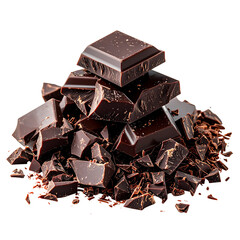 Indulgent Chocolate: A delectable pile of rich, dark chocolate chunks, enticing the senses with their intense color and irresistible texture.