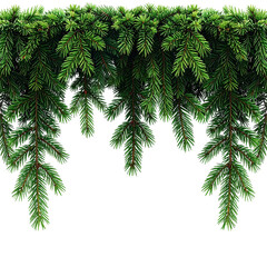 Evergreen Garland: A vibrant, detailed garland composed of lush green evergreen foliage, creating a cheerful, seasonal atmosphere.