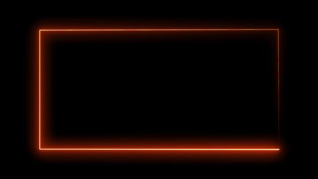 neon square frame overlay line animation. Neon sign in rectangle shape. live streaming neon text frame animation. Glowing neon square rectangle picture frame icon animation. .4k video animated. 