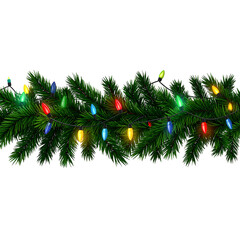 Festive Garland: A vibrant strand of garland adorned with colorful lights stretches across a bright setting, conveying the spirit of the festive season.