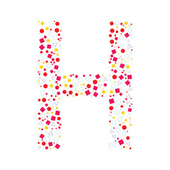 Creative Letter H Made of Colorful Geometric Shapes &ndash; Modern Alphabet Design with Circles, Squares, and Triangles for Typography, Branding, Education, and Graphic Projects