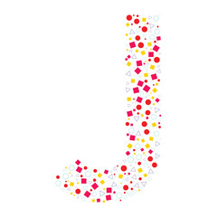 Creative Letter J Made of Colorful Geometric Shapes – Modern Alphabet Design with Circles, Squares, and Triangles for Typography, Branding, Education, and Graphic Projects