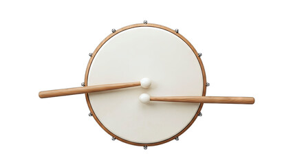 Drum and Drumsticks on White Background