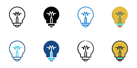 Light bulb icon set multiple style vector collection. Editable Stroke 
